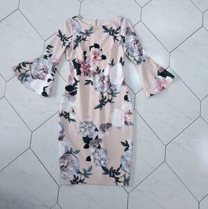 Calvin Klein Tan Floral Dress Size 2